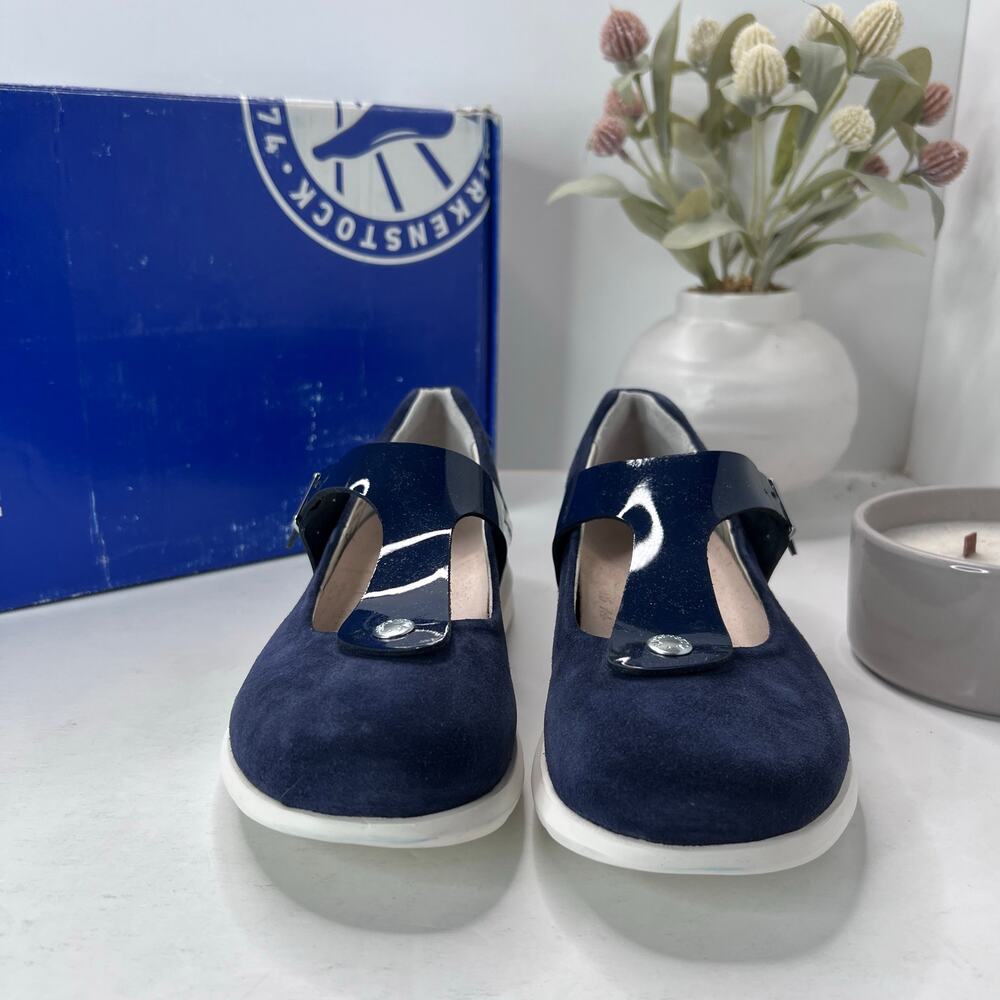 Birkenstock Tralee Leather/Patent T-Strap Shoe 1004618 Women 7/Men 5 EU 38 NWB - Picture 2 of 10